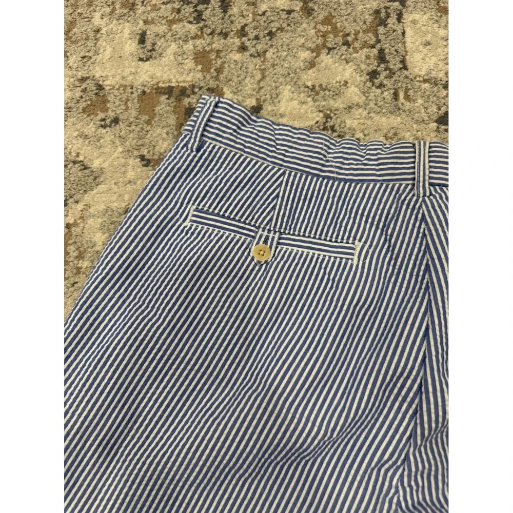 Polo Ralph Lauren Mens Blue White Seersucker Striped Chino Shorts Size 30